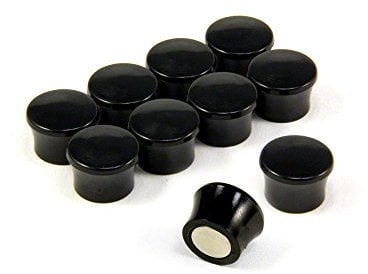 Small High Power Black Memo Board Magnets for Fridge, Whiteboard, Noticeboard, Filing Cabinet - Pack of 10