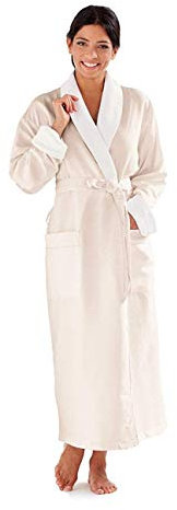 Boca Terry Women's and Men's Robe, Luxury Microfiber Eggshell Bathrobe, One Size Fits All