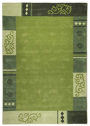 Teppich aus 100% Schurwolle (IWS); handgetuftet | Größe: 70 x 140 cm; Farbe: Grün | THEKO die markenteppiche - Ambaadi