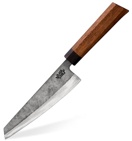 Black Chili Santoku Messer | Griff: Eisenholz | 17 cm Carbonstahl Klinge | Extrem scharf und langlebig | Kochmesser für Fisch, Fleisch & Gemüse | Gemüsemesser & Allzweckmesser | HABANERO-17