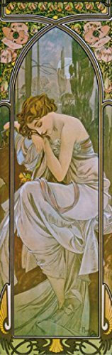 1art1 Alphonse Mucha Die Vier Tageszeiten, Die Nacht, 1899 Selbstklebende Fototapete Poster-Tapete 240x75 cm