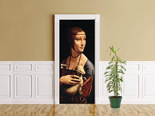 Bilderdepot24 Selbstklebende Türtapete - Leonardo da Vinci - Dame mit Hermelin 90 x 200 cm - einteiliger Aufkleber für Türen Poster für Türen - Maler alter Meister Kunstwerk der Renaissance