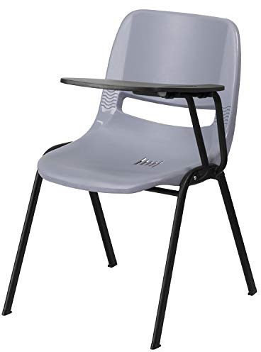 Flash Furniture Gray Ergonomic Shell Chair with Left Handed Flip-Up Tablet Arm