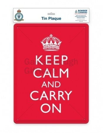 LARGE KEEP CALM AND CARRY ON WALL PLAQUE/SIGN 40 X 30cm BOMBER COMMAND APPEAL
