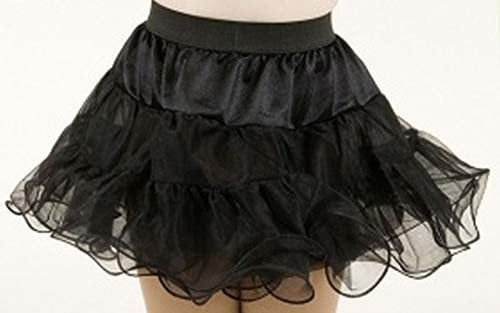 Fasching Kinder Petticoat schwarz mit schwarzer Drahtkante 3-lagig (128)