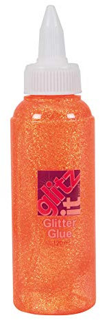 Glitz it Glitter Glue - Tangerine, 120ml, Twist Nozzle Bottle, Ideal Kids Craft, Shimmer Glue for Art & Craft Projects, Wedding Invitations, Card Making