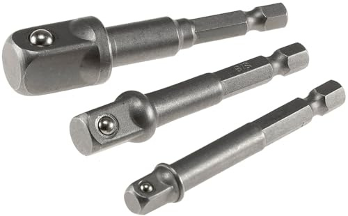 ChiliTec Steckschlüssel Adapter Set 3-teilig Sechskant auf Vierkant | Aufnahme für Akkuschrauber, Bohrmaschine, Steckschlüssel Bit-Halter