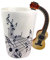 ufengke Note Musicali Design Tazza da caffè Tazza da tè Tazze Grandi, Manico Chitarra A Grano di Legno Creativo, Tazza Personalizzata in Ceramica, per Regalo, La Famiglia E Ufficio