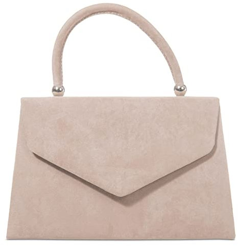 fi9 Damen-Handtasche im Retro-Stil, Veloursleder, für Hochzeit, Party, Abschlussball, Abendveranstaltung, Clutch, Handtasche (Beige)