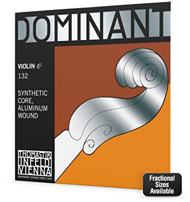 Thomastik-Infeld Dominant Violin D String, 1/4 Size, Medium Tension - 132.14 - Synthetic Core, Silver Wound - Clear & Balanced Tone, The Reference Standard for Violin