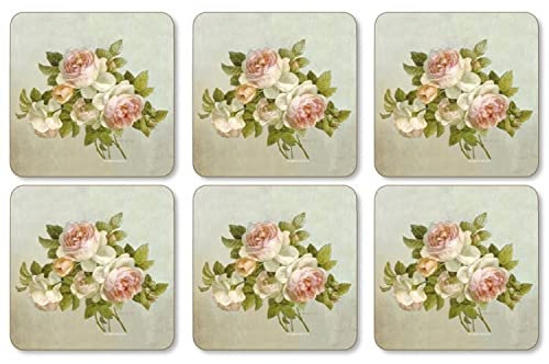 Pimpernel 63 d5543 Scatola 6 sottobicchieri di Vetro Quadrato Antico Rosa
