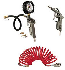 SCHNEIDER 3-teiliges Werkzeug-Set DL-WZ-Set mit Reifenfüllmessgerät, Ausblaspistole und 5m Spiralschlauch Werkzeug-Set DL-WZ-Set