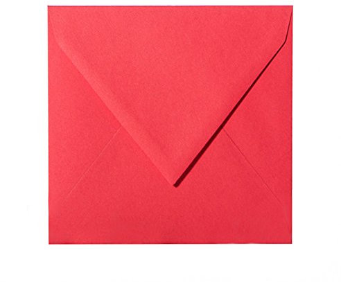 Paper24 25 Briefumschläge quadratisch 155x155 mm, 120 g/qm, Umschläge 155x155 mm in Rot