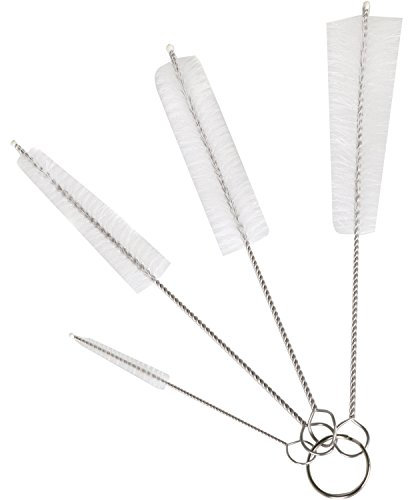 TRIXES 4PC Long Bottle Cleaning Brushes – Large Pipe Cleaner Brush Set – Flexible Scrubber Tool with Bristles for Hard to Clean Items – Straws, Baby Bottles, Tubes, Flasks, Drain – Kitchen Bathroom