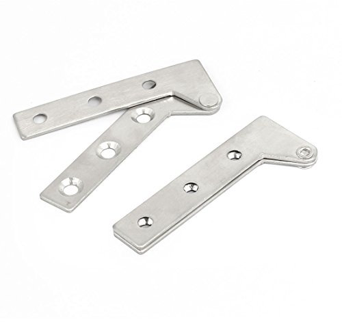 sourcing map Bisagra Pivote 62Mmx24Mm 6 Orificios Para Puerta Giratoria 360 Grados Color Plata 2Pcs