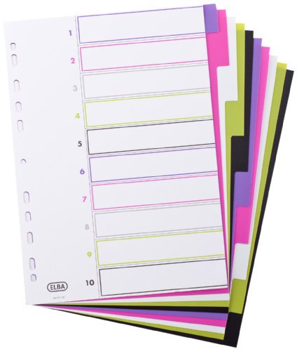 Oxford A4 Kunststoff-Register myColour, blanko, 10 Blatt, 10-teilig, 20 Stück