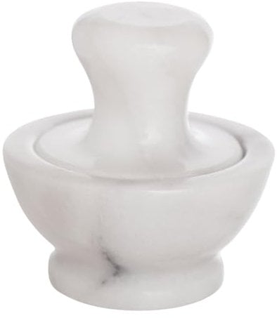 Harold Import Co 43777 HIC Mushroom Mortar and Pestle Set, Solid Carrara Marble, White