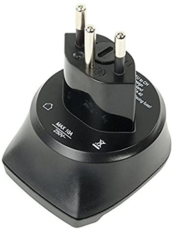 ANSMANN Adaptateur de voyage pour prise secteur Europe vers Suisse/ Prise de voyage Schuko avec protection 1 & 2 / Pour les voyages en Suisse, au Liechtenstein, en Jordanie, à Madagascar, aux Maldives et au Rwanda