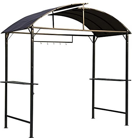 Outsunny Metal Smoking Gazebo Marquee Garden Patio BBQ Tent Grill Canopy Awning Shelter - Coffee