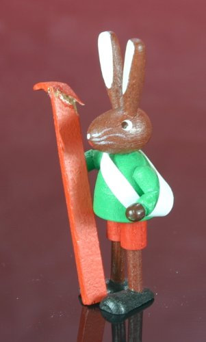 Skifahrer Verletzter 5,5 cm Osterhasen Osterdeko Erzgebirge NEU
