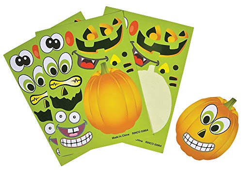 Rhode Island Novelty Make A Jack-O-Lantern Sticker Face 12 Pack (4 Packs per Order)