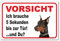 AdriLeo Schild - Vorsicht schwarzer Dobermann - 5 Sekunden - (15x20cm) / Achtung Hund Wachhund