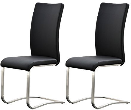 möbelando Schwingstuhl Stuhl Schwinger Esszimmerstuhl Freischwinger Muvo I (2er Set) (Schwarz)