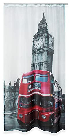 Haus und Deko Voile Vorhang 140 x 245 cm Kräuselband Digitaldruck London City halbtransparent lichtdurchlässig Gardine Dekoschal Wohnzimmer Schlafzimmer Fensterschal