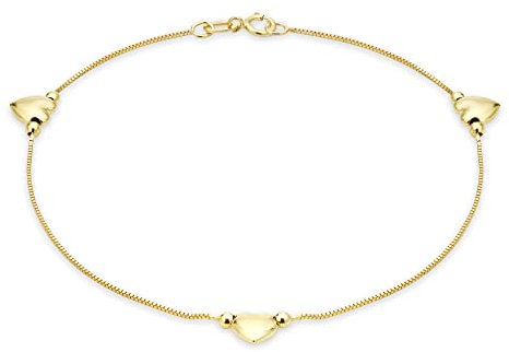 Carissima Bracelet de cheville Or jaune 9 cts (375/1000) Coeurs 26cm Pour Femme