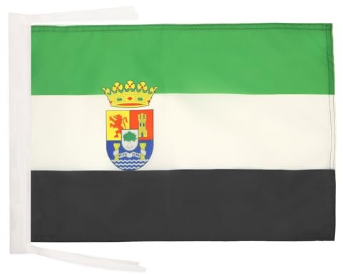 BANDERA de EXTREMADURA 45x30cm - BANDERINA EXTREMEÑA 30 x 45 cm cordeles - AZ FLAG