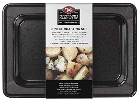 Tala Performance Set of 2 Roasting Pans, Professional Gauge Carbon Steel with Eclipse Non-Stick Coating, 34.6X 24.5 x 6 cm and 29.6 x 19.3 x 4 cm