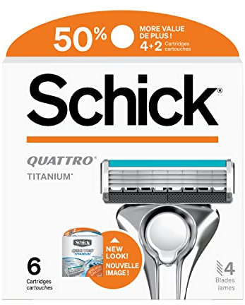 Schick Quattro Titanium Razor Blade Refills for Men Value Pack, 6 Count by Schick