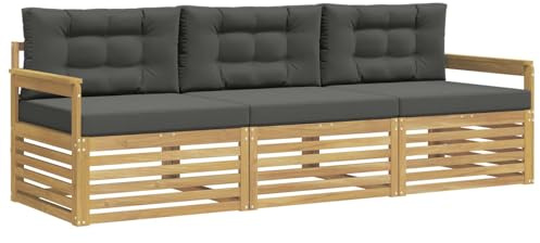 vidaXL Outdoor-Sofagarnitur 3 pcs Weiß und Anthrazit Polyester, Outdoor Lounge, Moderne Ecksofa, Gartenmöbel, Terrassen-Sitze, Komfortables Set für Wohnräume
