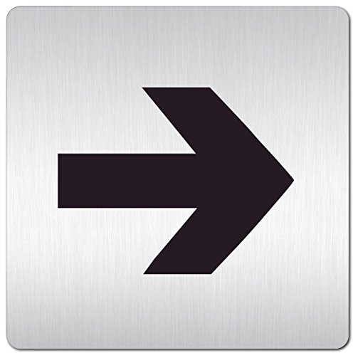 Türschilder24 XXL Schild - Türschild (B) • 125 x 125 mm • Richtungspfeil - Pfeil - Wegweiser • 1,5 mm Aluminium Vollmaterial • 100% Made in Germany