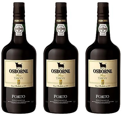 Osborne Fine Tawny Port – Hochwertiger, roter und fassgereifter Portwein aus dem Douro Tal Portugals mit 19,5 vol. (3 x 0,75l)