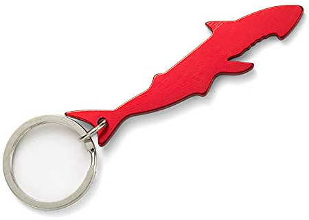 Komonee Shark Red Bottle Opener Key Chain Metal Sea Life Key Ring Novelty Animal Keychain Keyring