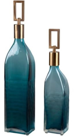 Uttermost Annabella Teal Green Glass 2-Piece Decorative Bottles Set