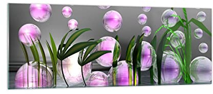 ARTTOR Glasbild 140x50cm Wandbild Glasdruck Abstrakt Botanik - 2329