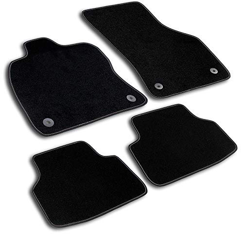 Bär-AfC Auto Fußmatten Basic passend für Renault Kangoo Typ KC/Pkw 1998-2008, Autoteppiche Nadelvlies Schwarz, Rand Kettelung Schwarz, Set 4-teilig, RE03206