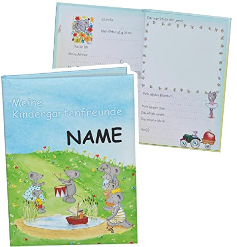 Meine Kindergarten Freunde Buch - Mäuse Tiere für Mädchen/Jungen - mit Name - dick gebunden für Kindergartenfreunde Poesie A5 Hardcover - Freundebuch Poesie..
