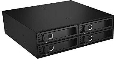 Icy Box IB-2242SSK 4-fach Backplane (Formfaktor 1x 5,25) für 4x 2,5 (6,35 c m) SATA/SAS HDD/SSD, Voll-Metall, 2x Lüfter, abschließbar, schwarz