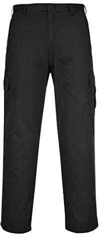 Portwest Mens Combat Work Trousers Machine Washable | Black, 36 Waist, Straight Fit, Multiple Pockets, Utility Pockets, Zip Front, Corporate