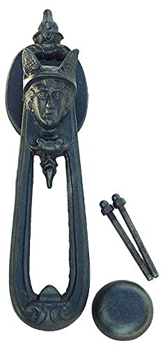 Castelion® Black Cast Iron Victorian Hermes Door Knocker | High Quality Home Accessories | Easy to Attach Front Door Knocker | Greek Mythology Home Decor | 27.5cm x 6.5cm