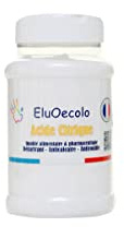 EluOecolo Made in France - Acide Citrique Anhydre 400g (qualité alimentaire) - Détartrant/Anticalcaire - Conditionné dans un CAT - Couvercle poudreur