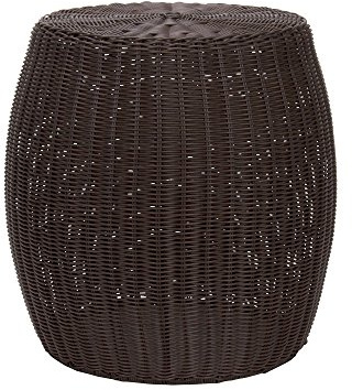 Household Essentials Handwoven Resin Barrel Side Table, Brown