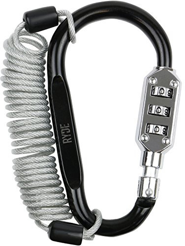 Ryde Karabiner Combination Lock and Coil - Secure Helmets Etc