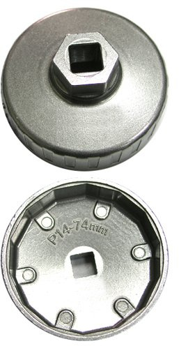 Ölfilterkappe Ölfilterschlüssel Öldienstschlüssel aus Aluminium Druckguss 74 mm 14 kant (Nuten) - Geeignet für viele Fahrzeugtypen