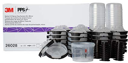 3M PPS 2.0 Sprühpistolen-Außenbecher, Deckel und Innenbecher, Set, 26028, Micro, 89 ml, 200 Mikron-Filter, für Autos und mehr, 1 Mini-Farbbecher, 50 Deckel, 50 Micro-Innenbecher, 32 Verschlussstopfen