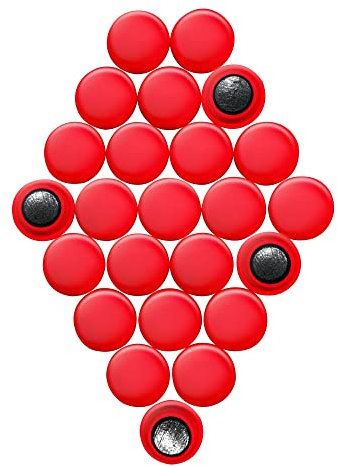 Small Red Planning Office Magnets for Fridge, Whiteboard, Noticeboard, Filing Cabinet - Pack of 24
