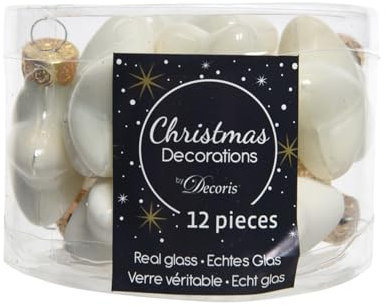 Christbaumschmuck Sterne Glas 4cm x 12 Stück Weihnachtskugeln wollweiß